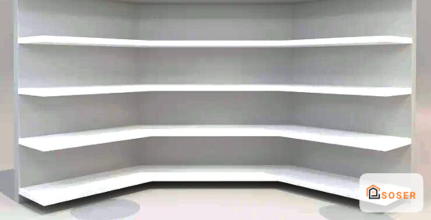 Scaffalature curve in cartongesso bianco con illuminazione LED integrata per arredamento moderno